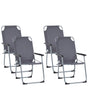 Set of 4 Garden Chairs Grey Steel Frame Textile Matt Powder Coated Folding Modern Outdoor Beliani