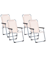 Set of 4 Garden Chairs Beige Steel Frame Textile Matt Powder Coated Folding Modern Outdoor Beliani