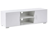 TV Stand White MDF Metal Legs Modern Cabinet with LED Cable Management Living Room Beliani