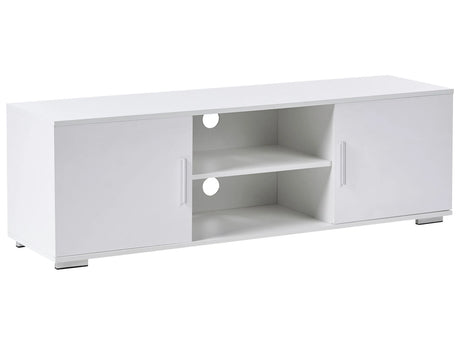 TV Stand White MDF Metal Legs Modern Cabinet with LED Cable Management Living Room Beliani