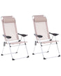 Set of 2 Folding Garden Chairs Beige Aluminium Frame Adjustable Backrest Textile Matt Anodized Modern Outdoor Beliani