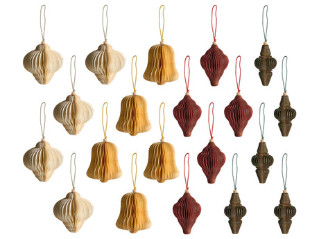 Set of 20 Christmas Baubles Multicolour  Honeycomb Paper Hanging Ornaments 3D Decorations for Xmas Beliani