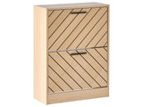 Storage Cabinet for Shoes Light Brown MDF 2 Compartments Melamine Scandinavian Design Hallway Beliani