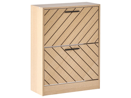 Storage Cabinet for Shoes Light Brown MDF 2 Compartments Melamine Scandinavian Design Hallway Beliani