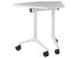 Folding Office Desk White Metal Frame MFC Tabletop 90 x 64 cm Foldable Portable Mobile Table with Casters Modern Design Beliani