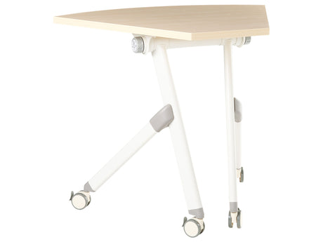 Folding Office Desk Light Brown Metal Frame MFC Tabletop 90 x 64 cm Foldable Portable Mobile Table with Casters Modern Design Beliani