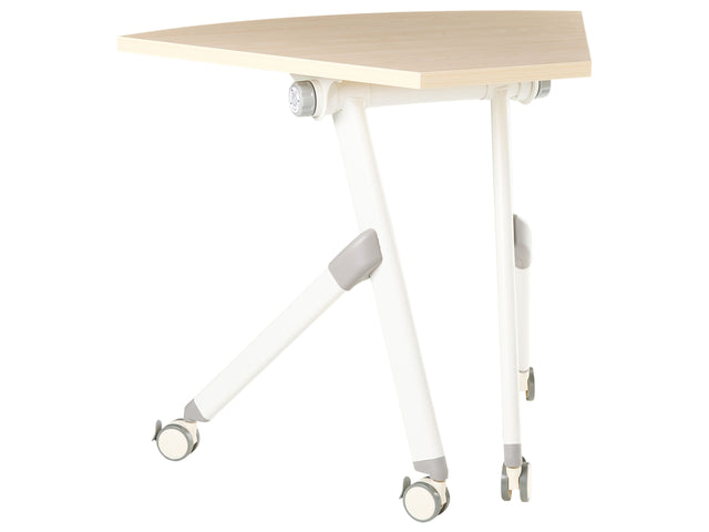 Folding Office Desk Light Brown Metal Frame MFC Tabletop 90 x 64 cm Foldable Portable Mobile Table with Casters Modern Design Beliani