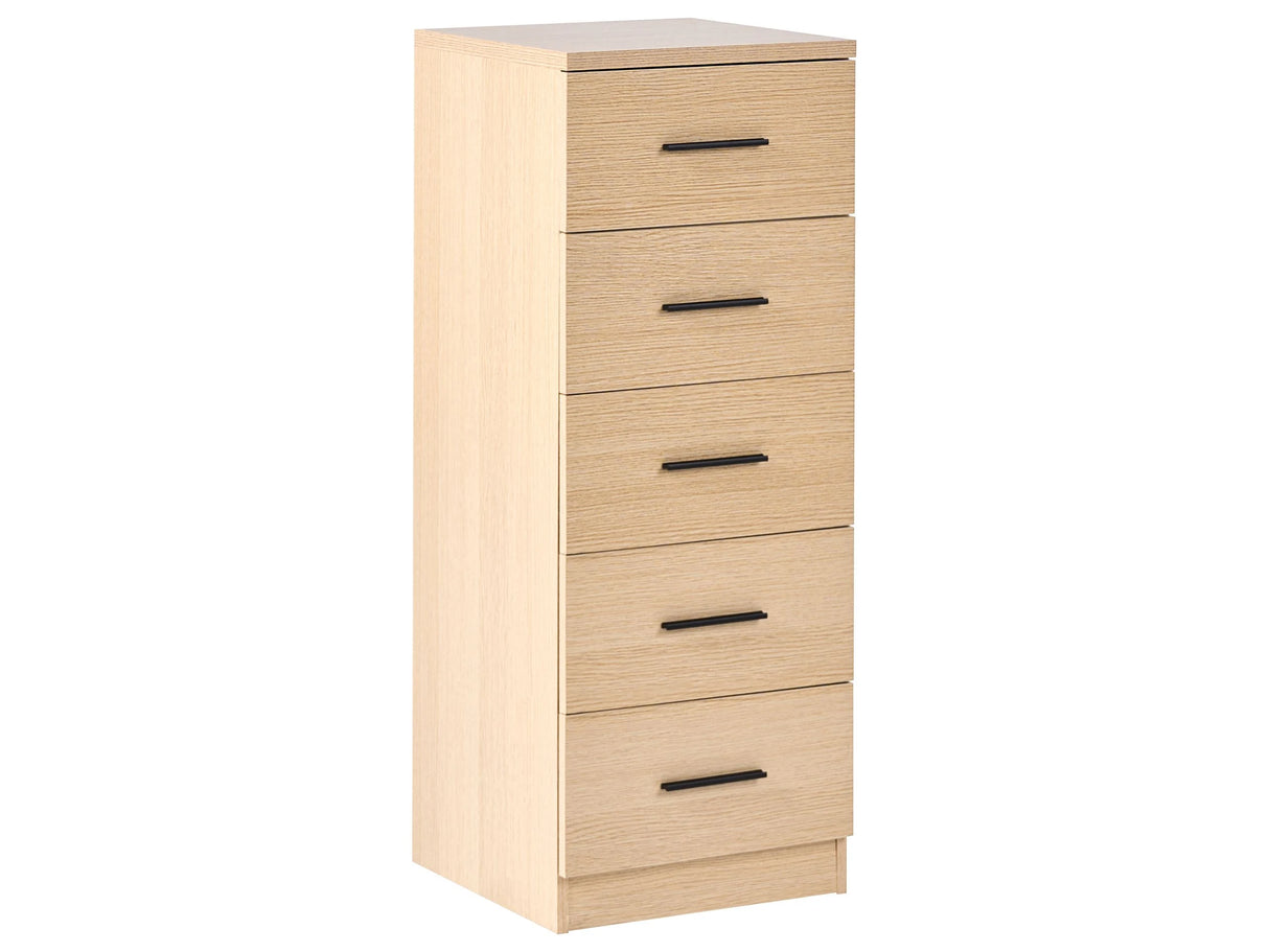 Sideboard Black 5 Drawer Chest MDF Storage Unit Scandinavian Style Beliani