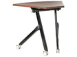 Folding Office Desk Dark Brown Metal Frame MFC Tabletop 90 x 64 cm Foldable Portable Mobile Table with Casters Modern Design Beliani