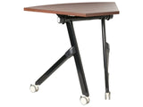Folding Office Desk Dark Brown Metal Frame MFC Tabletop 90 x 64 cm Foldable Portable Mobile Table with Casters Modern Design Beliani