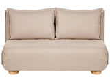 Sofa Bed Beige Faux Linen Upholstery 2 Seater Wooden Legs Armless Kids Sofa Modern Style Living Room Kids Bedroom Beliani