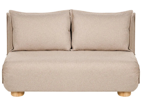 Sofa Bed Beige Faux Linen Upholstery 2 Seater Wooden Legs Armless Kids Sofa Modern Style Living Room Kids Bedroom Beliani