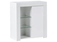 Sideboard White MDF 1 Door Cabinet Storage LED Lighting Modern Minimalist Design Living Room Storage Beliani