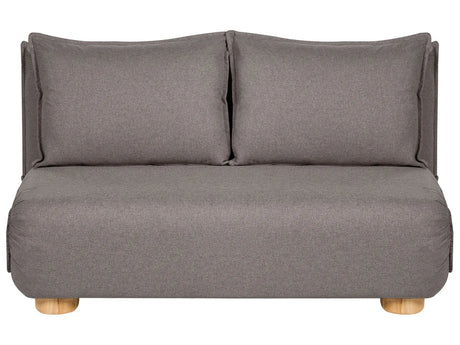 Sofa Bed Dark Grey Faux Linen Upholstery 2 Seater Wooden Legs Armless Kids Sofa Modern Style Living Room Kids Bedroom Beliani