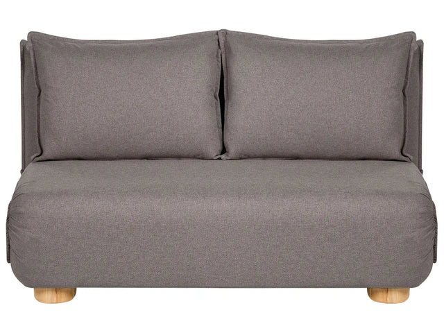 Sofa Bed Dark Grey Faux Linen Upholstery 2 Seater Wooden Legs Armless Kids Sofa Modern Style Living Room Kids Bedroom Beliani