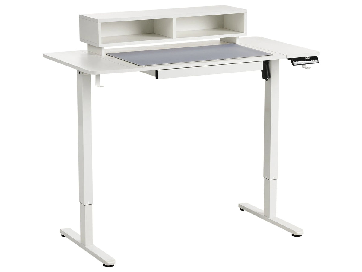 Electric Adjustable Desk White Tabletop Steel Frame and Legs 120 x 60 cm Stand and Sit Mouse Pad Modern Design Beliani