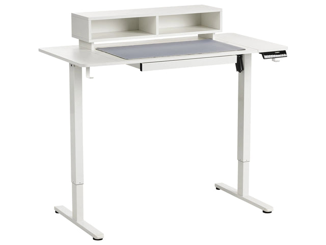 Electric Adjustable Desk White Tabletop Steel Frame and Legs 120 x 60 cm Stand and Sit Mouse Pad Modern Design Beliani