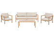 5 Seater Garden Sofa Set Light Brown Metal Frame Heat Transfer Wood Imitation 3 Seater Sofa Armchairs with Cushions Modern Style Beliani