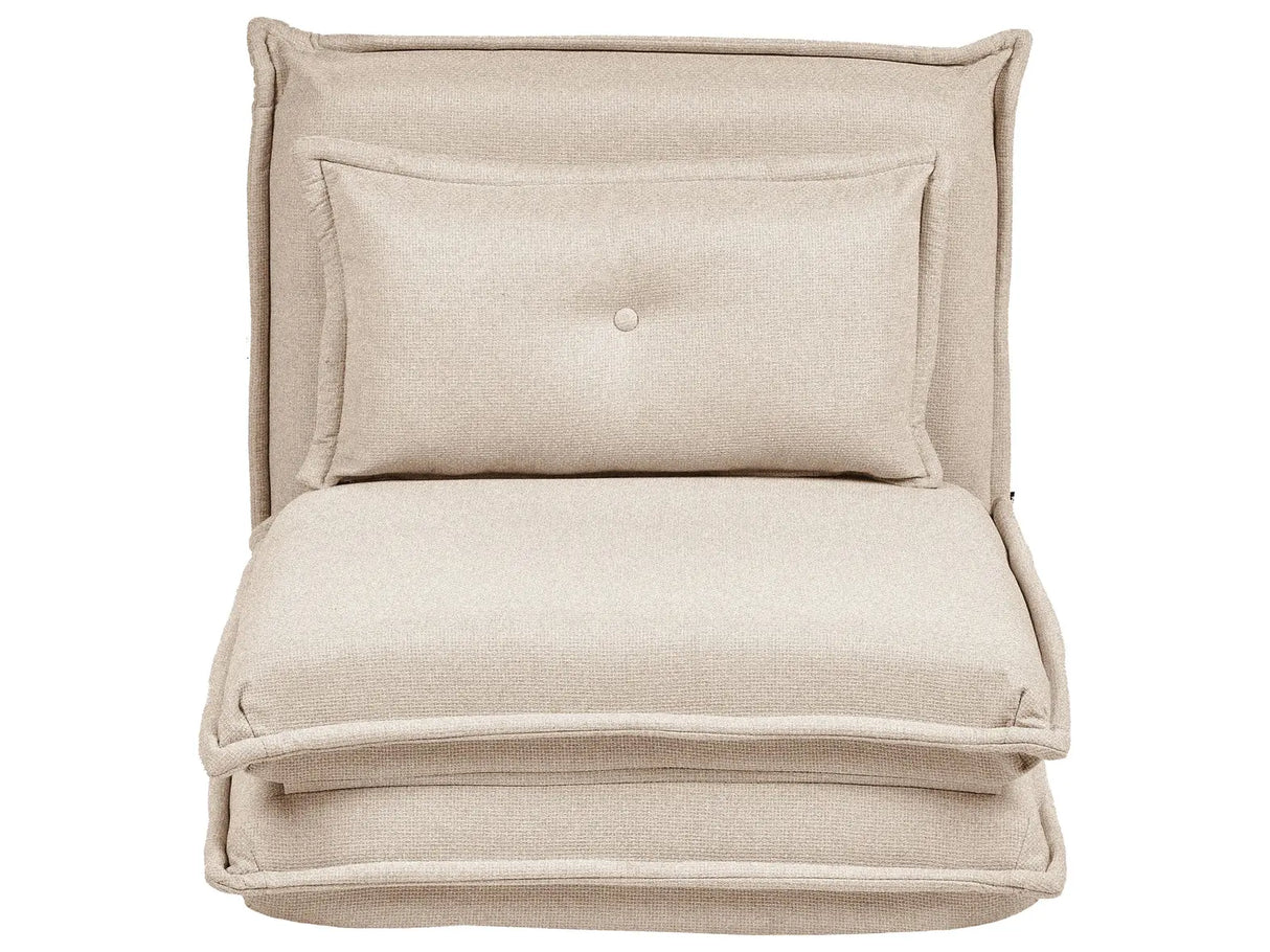 Sofa Bed Beige Floor Chair Fabric Upholstery Single Sleeper Fold Out Chair Bed with Cushion Modern Design Kids Room Living Room Beliani