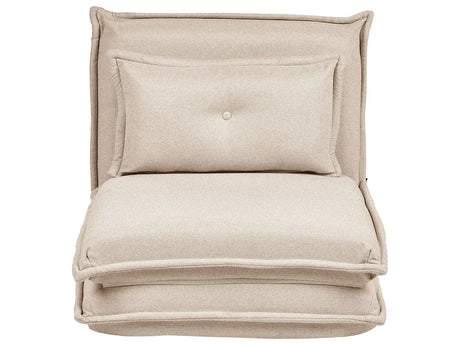 Sofa Bed Beige Floor Chair Fabric Upholstery Single Sleeper Fold Out Chair Bed with Cushion Modern Design Kids Room Living Room Beliani