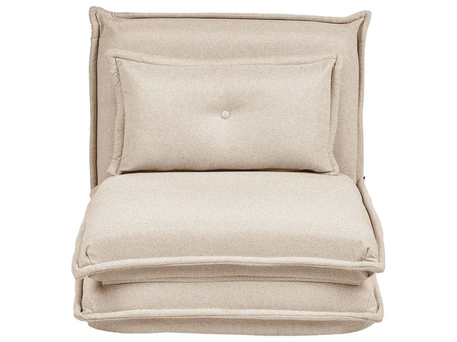 Sofa Bed Beige Floor Chair Fabric Upholstery Single Sleeper Fold Out Chair Bed with Cushion Modern Design Kids Room Living Room Beliani