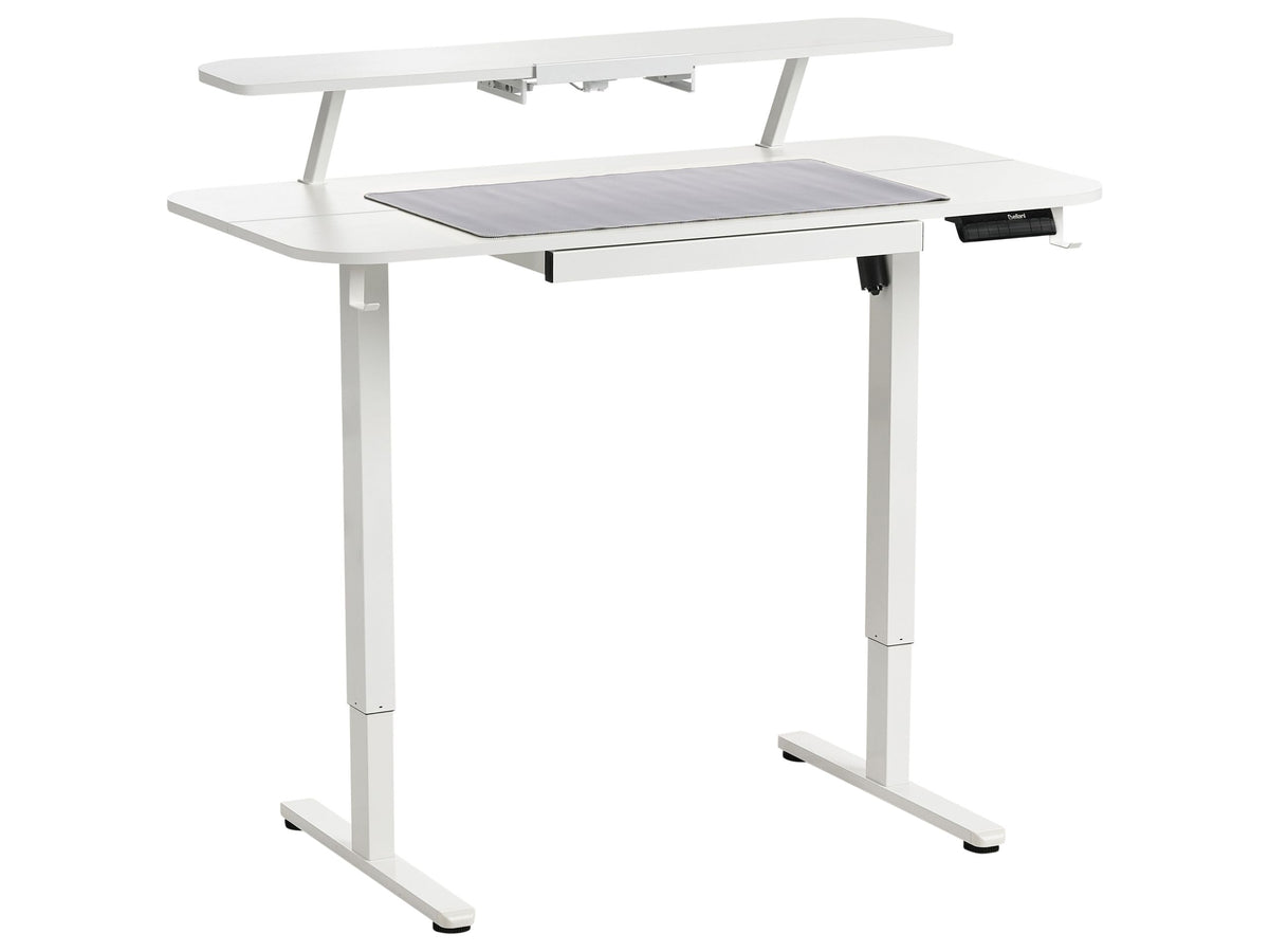 Adjustable Electric Desk White Tabletop White Steel Frame and Legs 120 x 60 Stand and Sit Home Office Stand and Sit Mouse Pad Modern Scandinavian Design Beliani