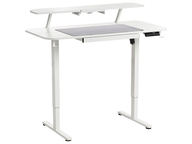 Adjustable Electric Desk White Tabletop White Steel Frame and Legs 120 x 60 Stand and Sit Home Office Stand and Sit Mouse Pad Modern Scandinavian Design Beliani