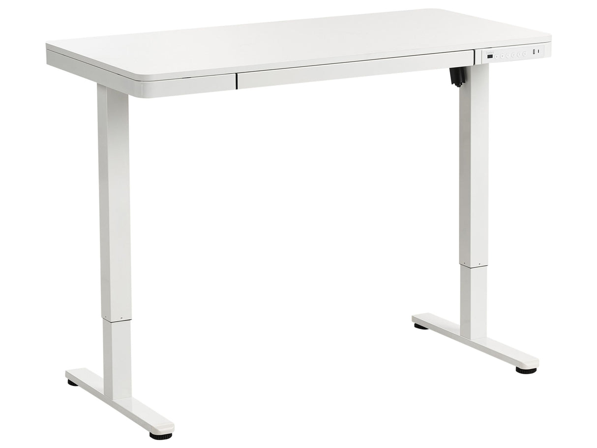 Adjustable Desk White Steel Frame Top and Legs 120 x 60 Stand and Sit Home Office Stand and Sit Scandinavian Design Beliani