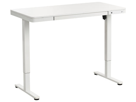 Adjustable Desk White Steel Frame Top and Legs 120 x 60 Stand and Sit Home Office Stand and Sit Scandinavian Design Beliani