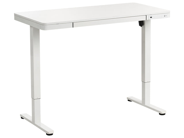 Adjustable Desk White Steel Frame Top and Legs 120 x 60 Stand and Sit Home Office Stand and Sit Scandinavian Design Beliani
