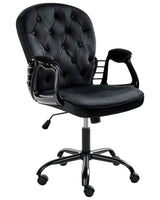 Office Chair Black Velvet Gas Lift Height Adjustable Button with Tufted Backrest and Full Swivel Beliani