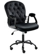 Office Chair Black Velvet Gas Lift Height Adjustable Button with Tufted Backrest and Full Swivel Beliani