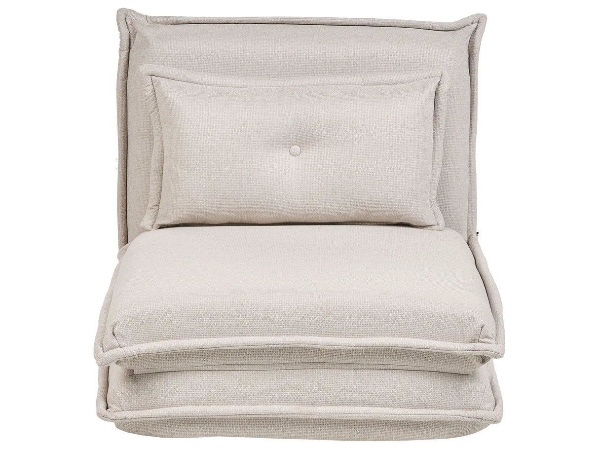 Sofa Bed Off-White Floor Chair Fabric Upholstery Single Sleeper Fold Out Chair Bed with Cushion Modern Design Kids Room Living Room Beliani