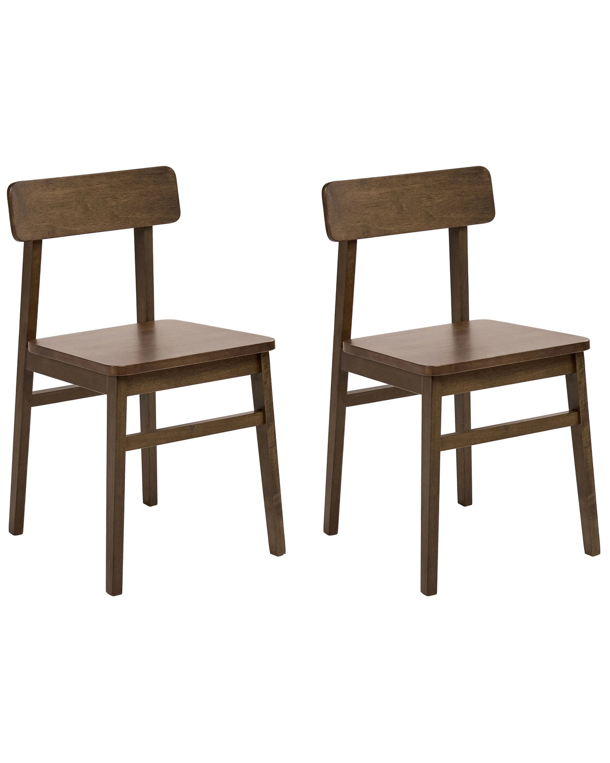 Set of 2 Dining Chairs Dark Brown Rubber Wood Frame Dining Room Kitchen Furniture Traditional Style Beliani