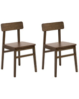Set of 2 Dining Chairs Dark Brown Rubber Wood Frame Dining Room Kitchen Furniture Traditional Style Beliani
