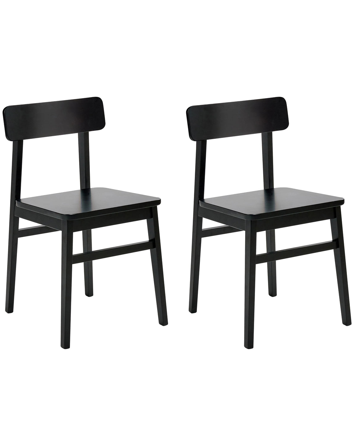Set of 2 Dining Chairs Black Rubber Wood Frame Dining Room Kitchen Furniture Traditional Style Beliani