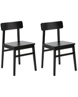 Set of 2 Dining Chairs Black Rubber Wood Frame Dining Room Kitchen Furniture Traditional Style Beliani