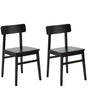 Set of 2 Dining Chairs Black Rubber Wood Frame Dining Room Kitchen Furniture Traditional Style Beliani