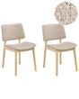 Set of 2 Dining Chairs Light Brown and Taupe Rubberwood Frame Boucle Seat Armless Retro Design Beliani