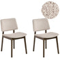 Set of 2 Dining Chairs Dark Brown and Taupe Rubberwood Frame Boucle Seat Armless Retro Design Beliani