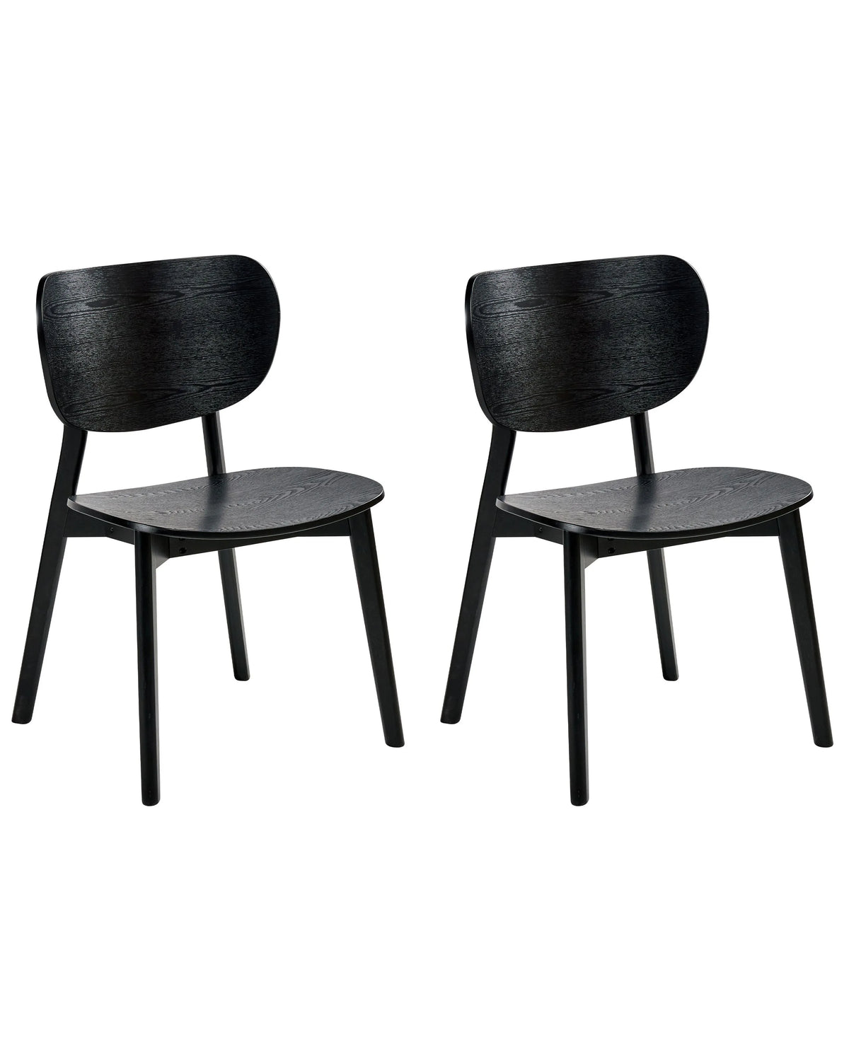 Set of 2 Dining Chairs Black Rubberwood Frame Armless Minimalist Design Beliani