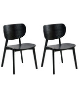 Set of 2 Dining Chairs Black Rubberwood Frame Armless Minimalist Design Beliani