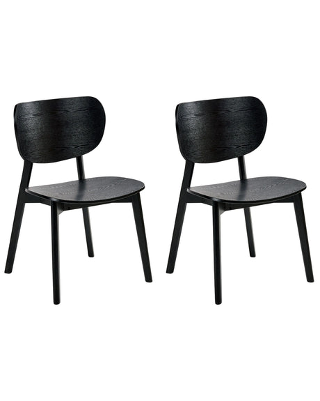 Set of 2 Dining Chairs Black Rubberwood Frame Armless Minimalist Design Beliani
