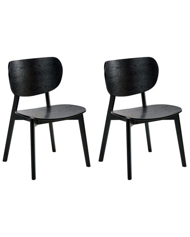 Set of 2 Dining Chairs Black Rubberwood Frame Armless Minimalist Design Beliani