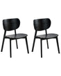 Set of 2 Dining Chairs Black Rubberwood Frame Armless Minimalist Design Beliani