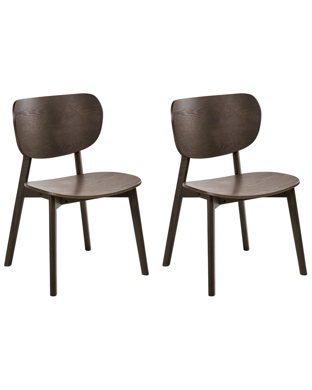 Set of 2 Dining Chairs Dark Brown Rubberwood Frame Armless Minimalist Design Beliani
