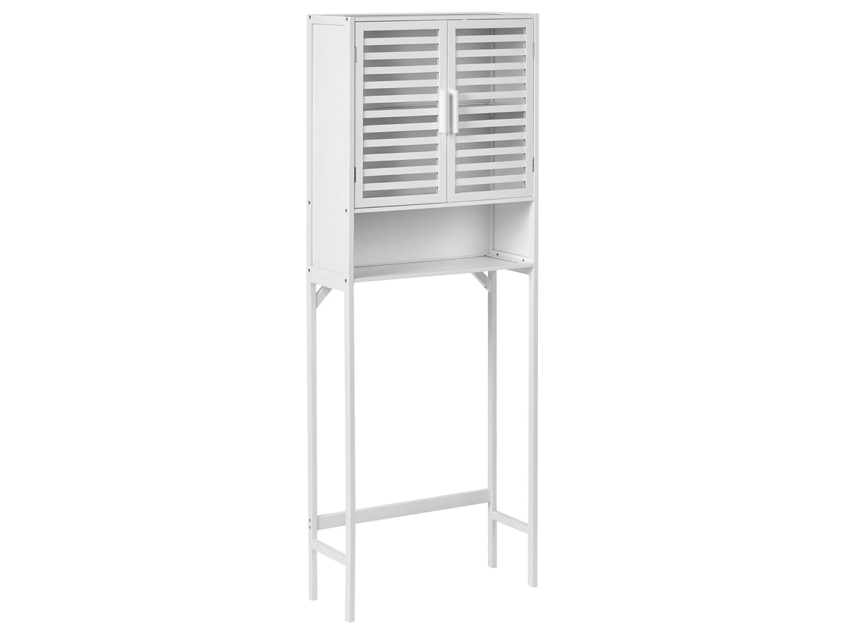 Bathroom Over The Washer Cabinet White Bamboo Bathroom Storage Minimalistic Style Beliani