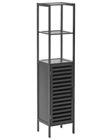 Bathroom Shelving Unit Black Bamboo with Door Minimalistic Beliani