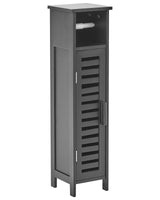 Toilet Paper Cabinet Black Bamboo with Shelves and Door Minimalistic Beliani