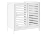 Washbasin Cabinet Bamboo White Bathroom Storage Minimalistic Beliani